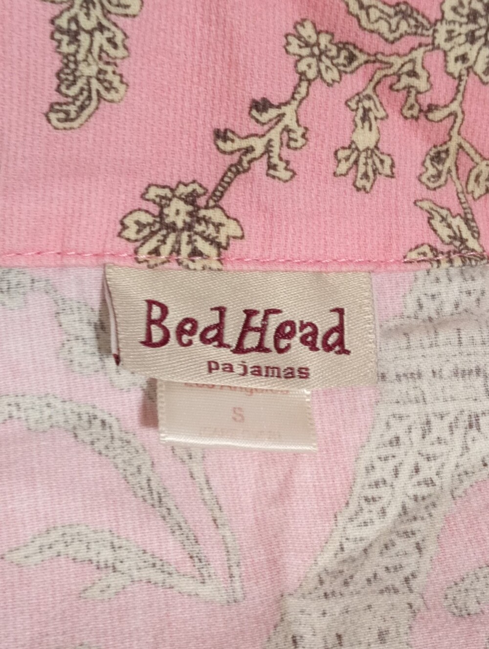 BedHead Pajama Set Pink Floral Cotton Button Front Sleepwear Size S - Picture 4 of 10
